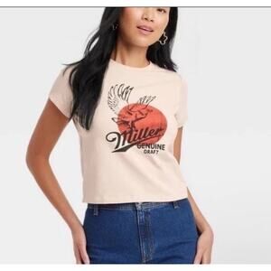 Miller Genuine Draft Women's Eagle Short Sleeve Graphic Tee XL Pullover Crop